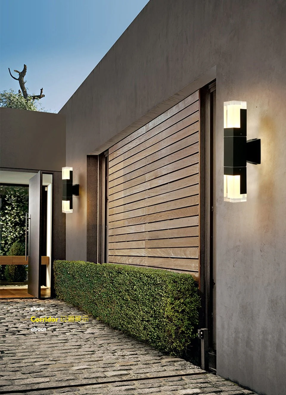 Modern Black Outdoor Waterproof LED Wall Mounted Lamp For Villa, Porch, W2