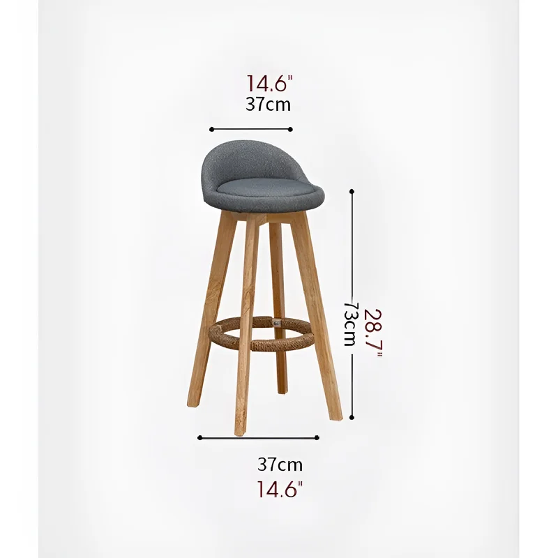 Retro-Styled Rotating High Bar Stool Made of Solid Wood