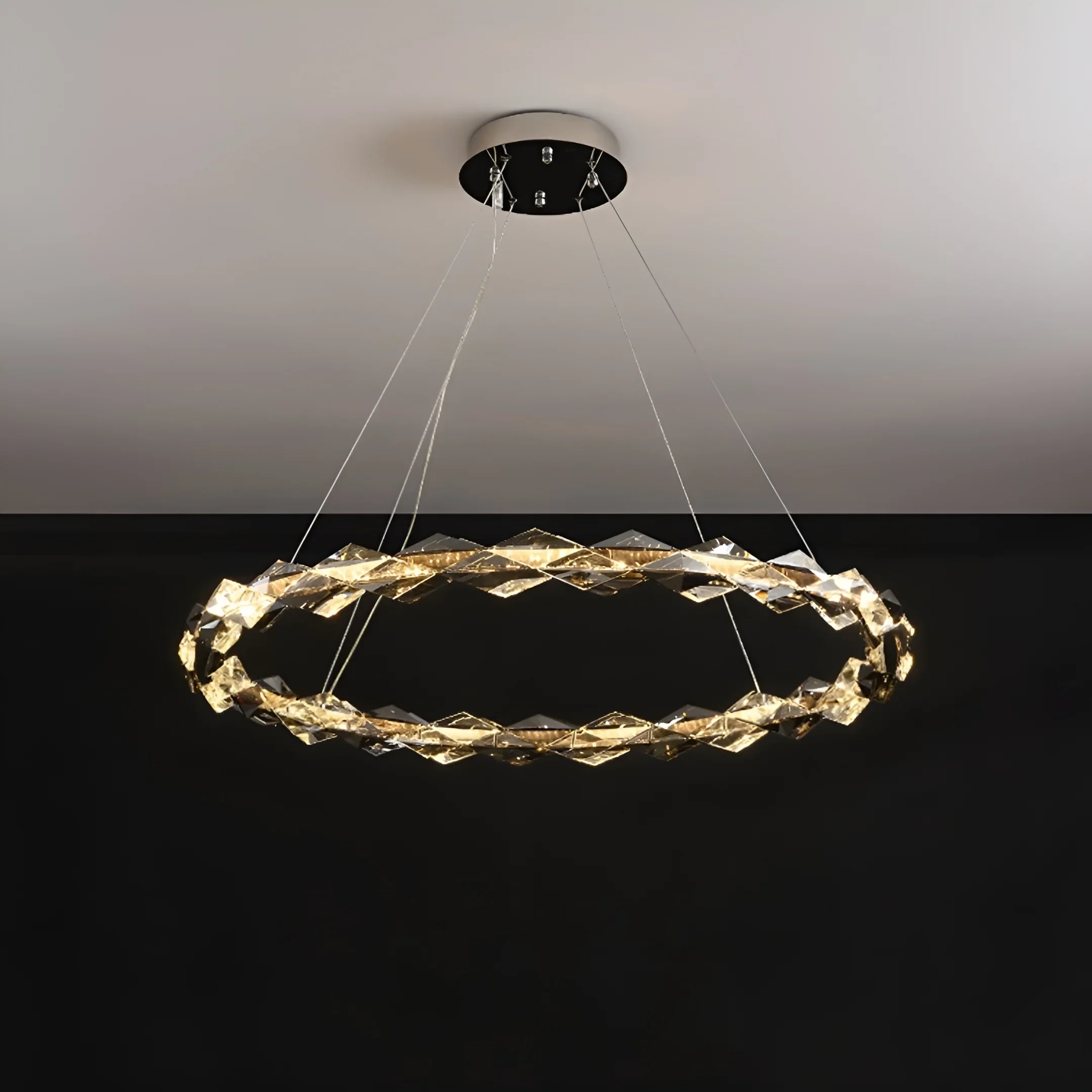Luxury K9 Crystal Chandelier �C Modern Multi-Ring LED Ceiling Light