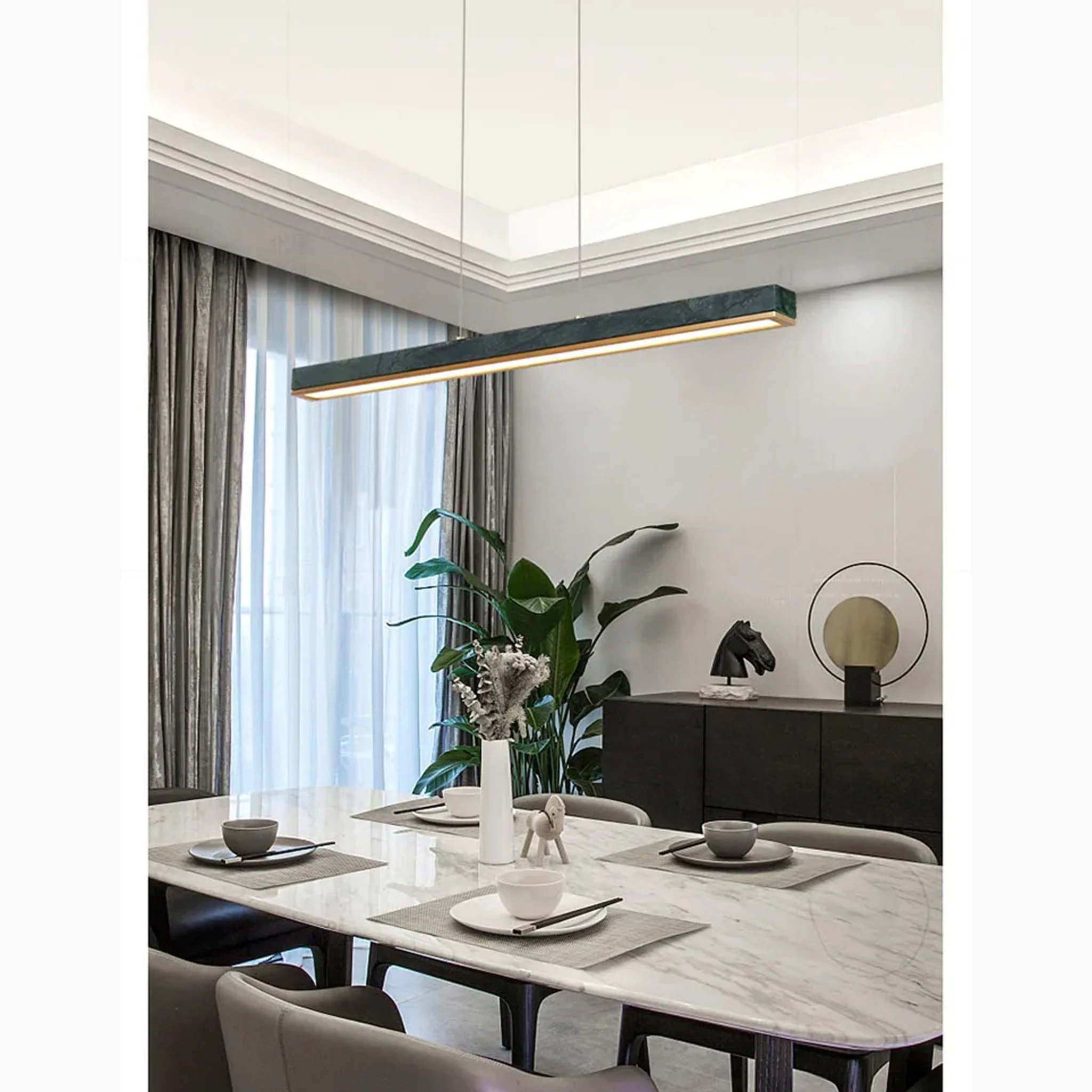 Rorschach | Minimalistic Modern Black Chandelier with Marble