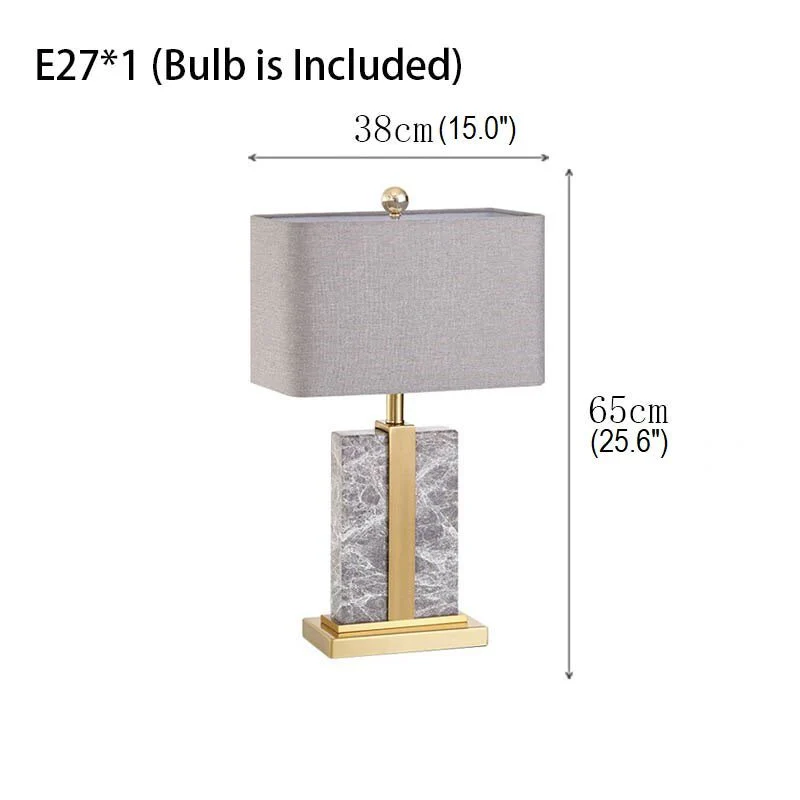 New Gray Marble LED Light Modern Fabric Table Lamp
