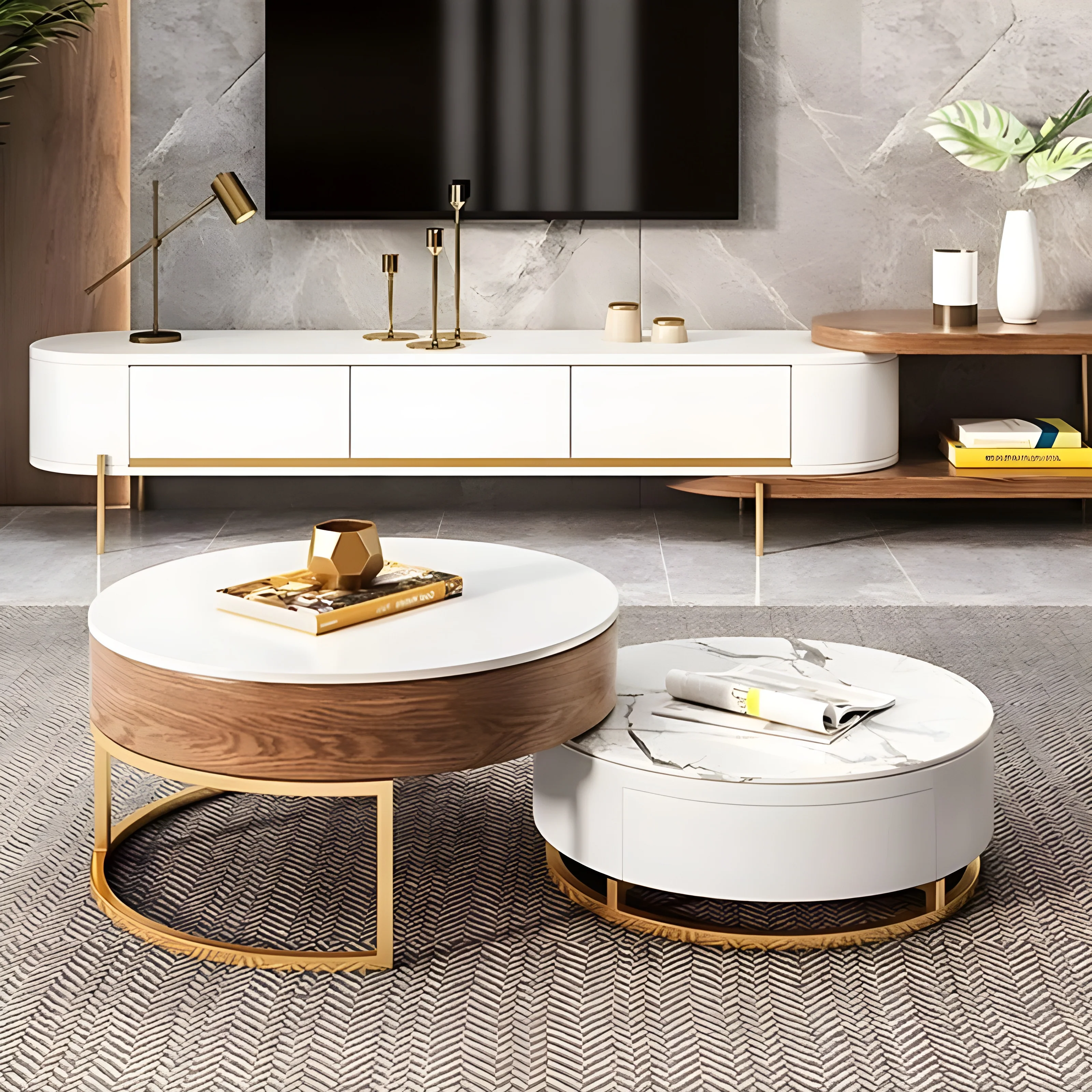 Modern Nesting Alva Lift Top Coffee Table with Sintered Stone Top