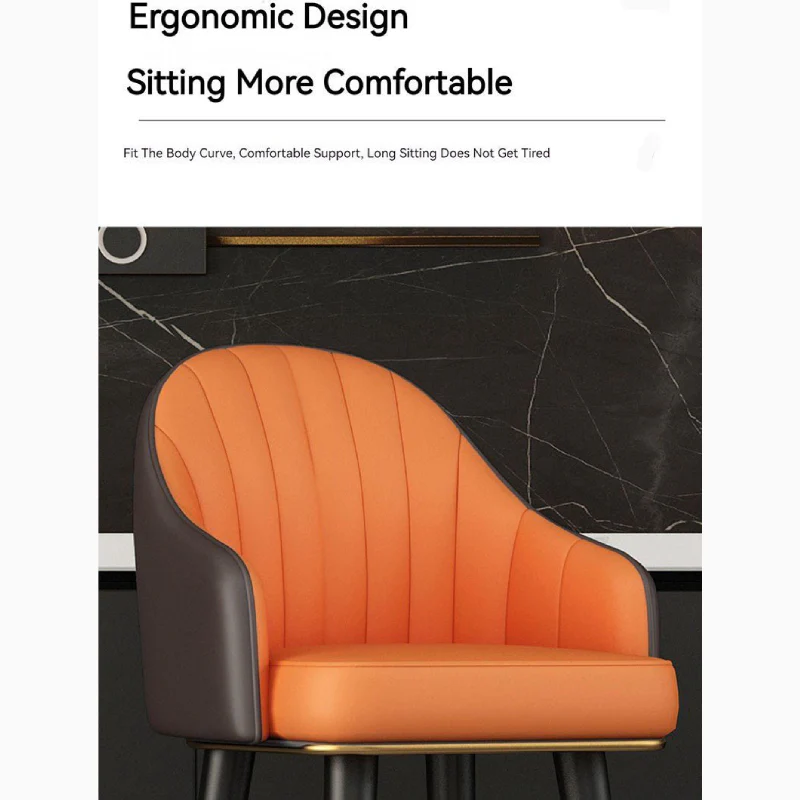 Modern Rotating High Bar Chair with Backrest for Living Room and Restaurants