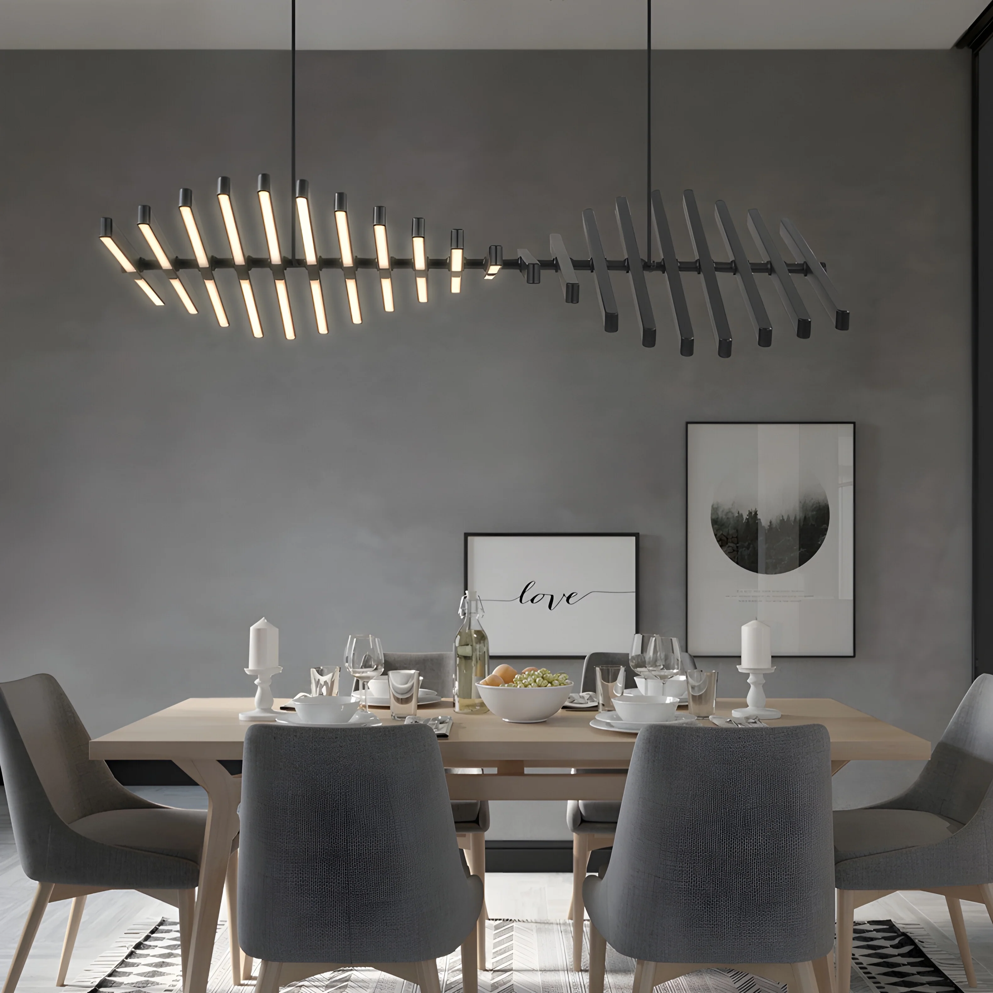 Acquaformosa | Black/White Art Minimalistic LED Pendant Chandelier