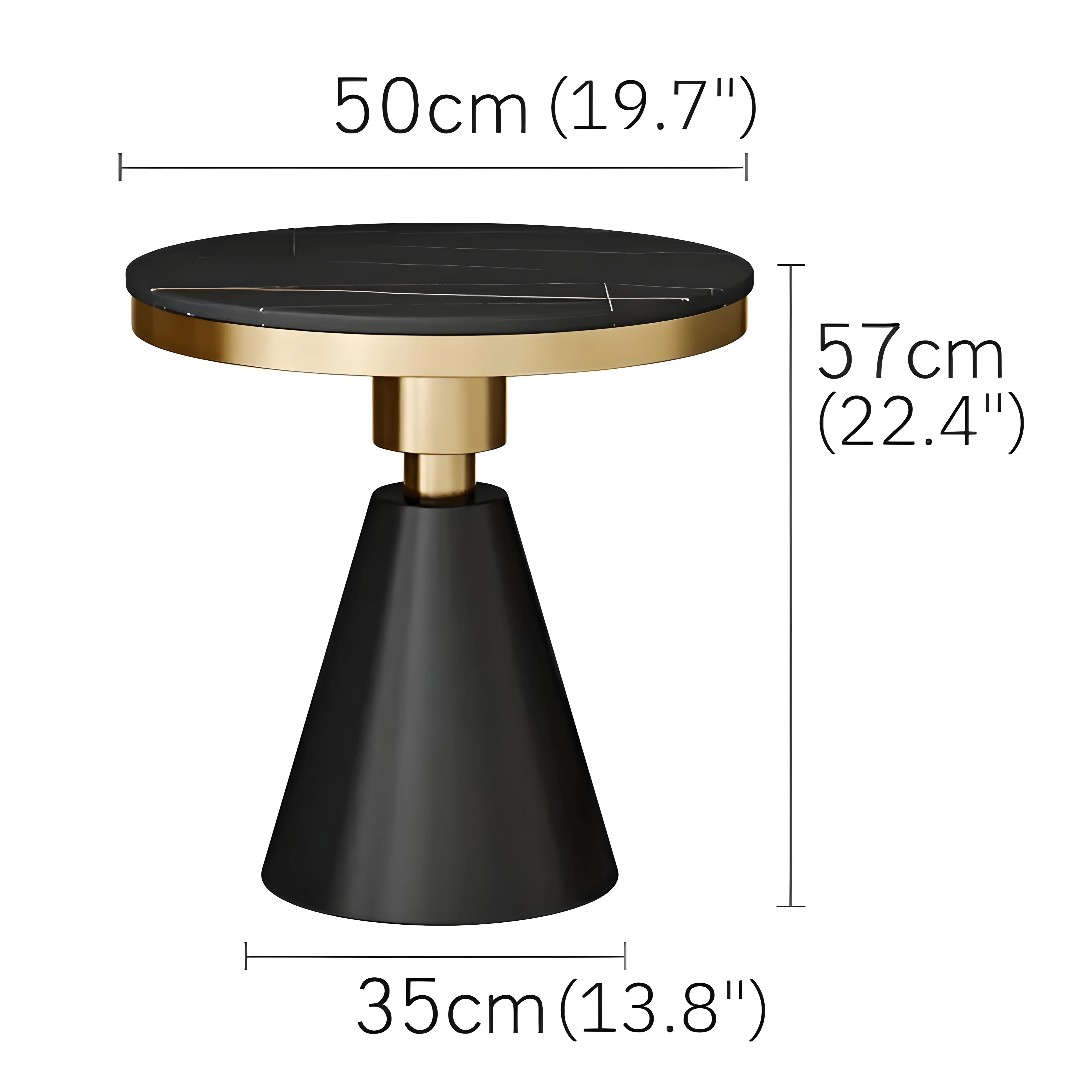 Gold/White/Black Round Small Modern Coffee Table For Living Room