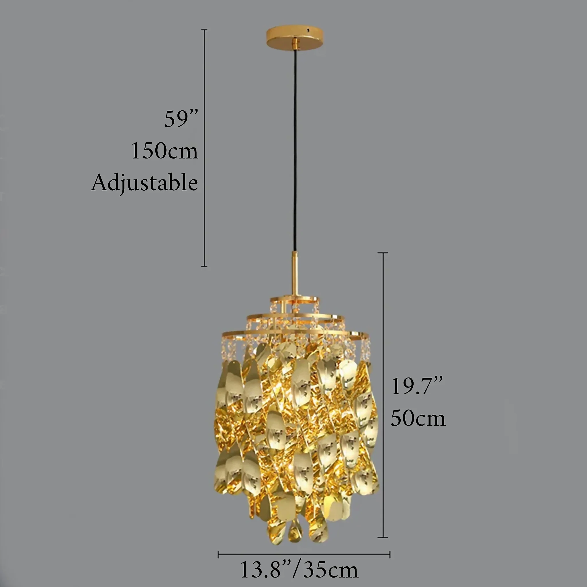 Stunning Gold/Chrome Crystal Pendant Chandelier