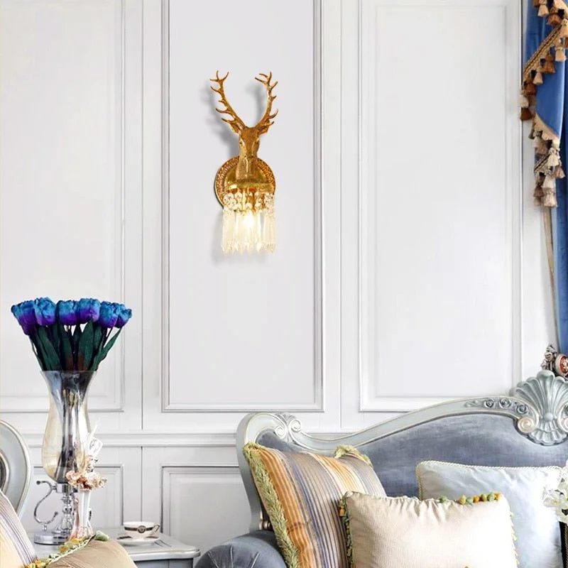 Luxury Wall Lamp in the Shape of a Deer Head for Living Room, Bedroom