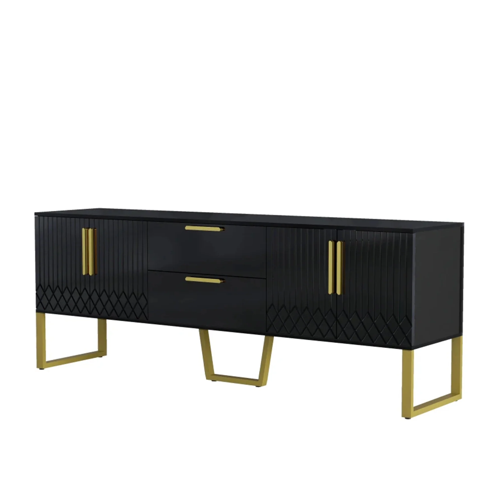Vah | Elegant Black/White TV Stand with Metal Frame