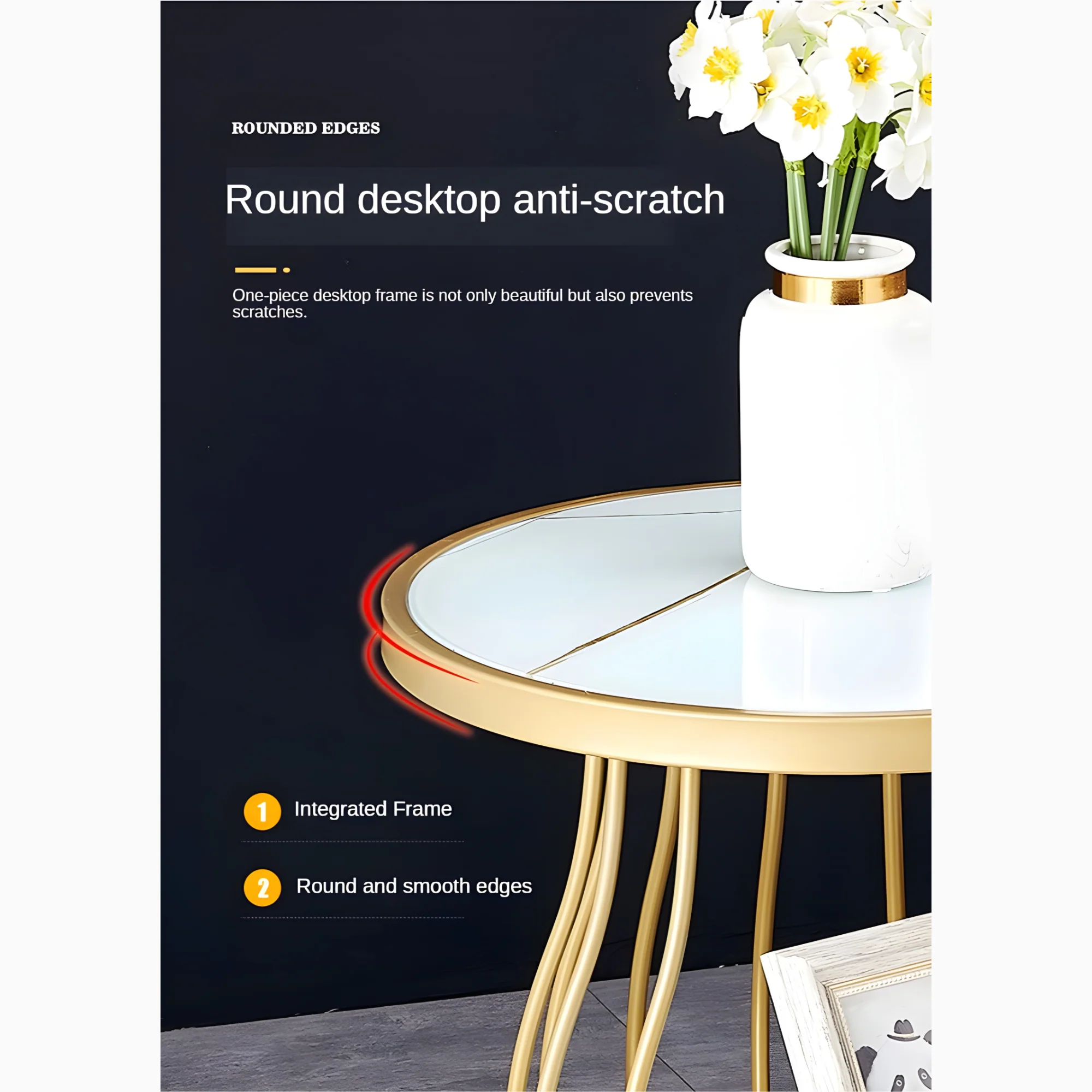 Luxury Tempered Glass Small Side Table with Iron Legs