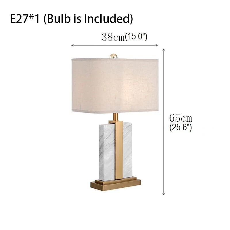 New Gray Marble LED Light Modern Fabric Table Lamp