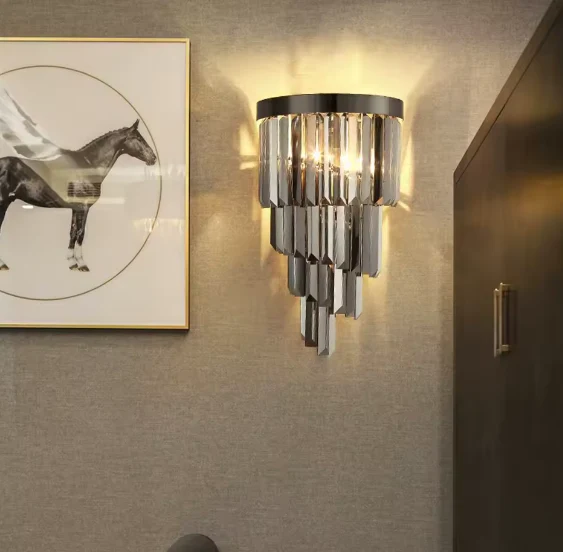 Smoky grey/Amber crystal wall sconce