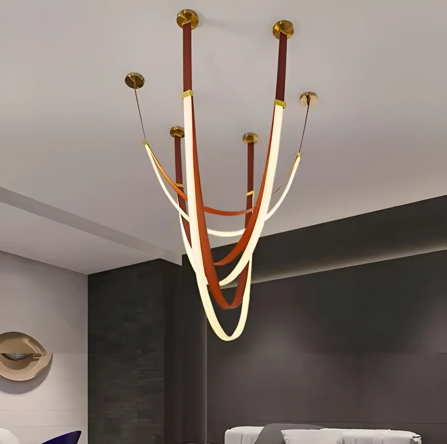 Aurelia Leather Pendant Light - LED Design with Adjustable Curves