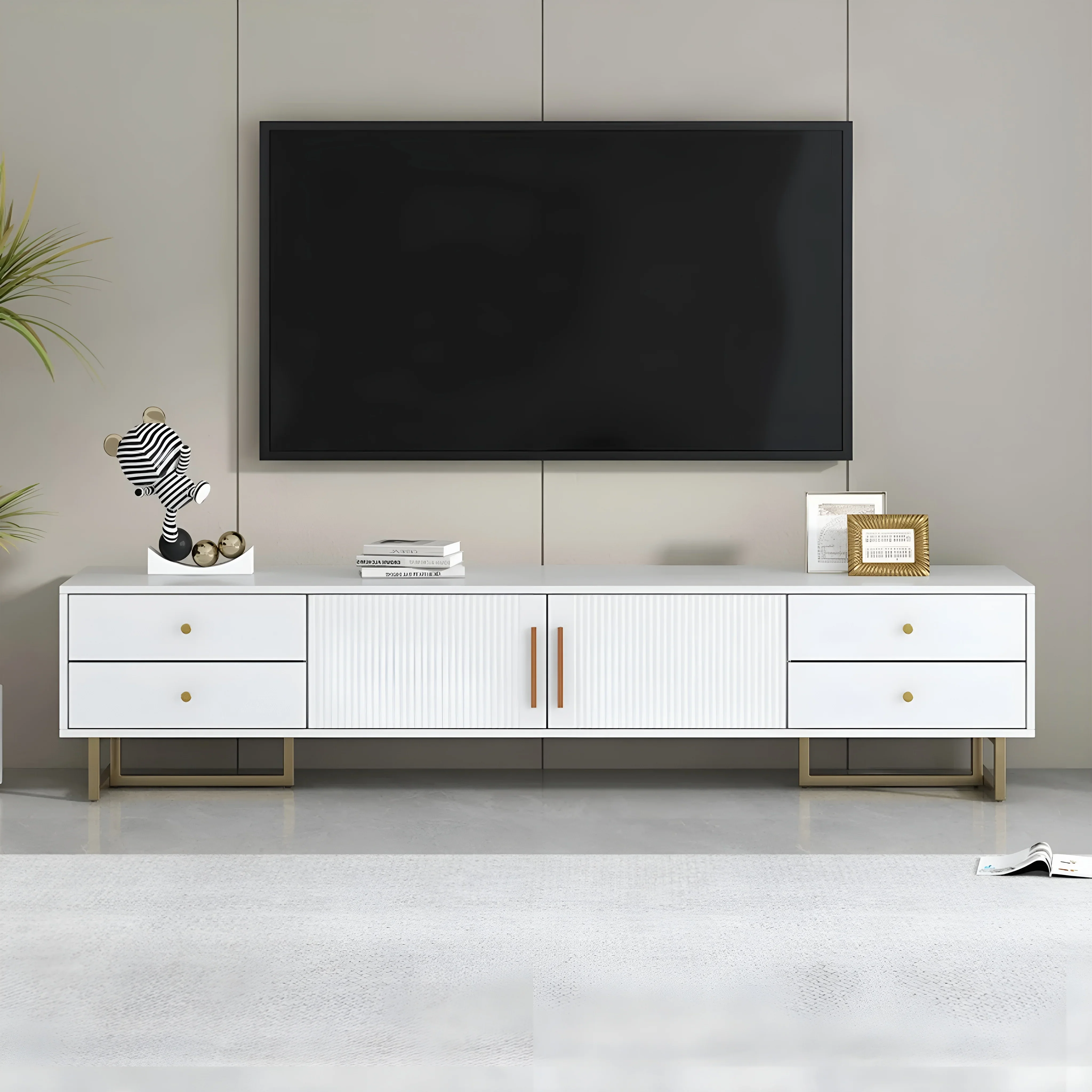 Elster | Vintage Style Elegant White TV Stand