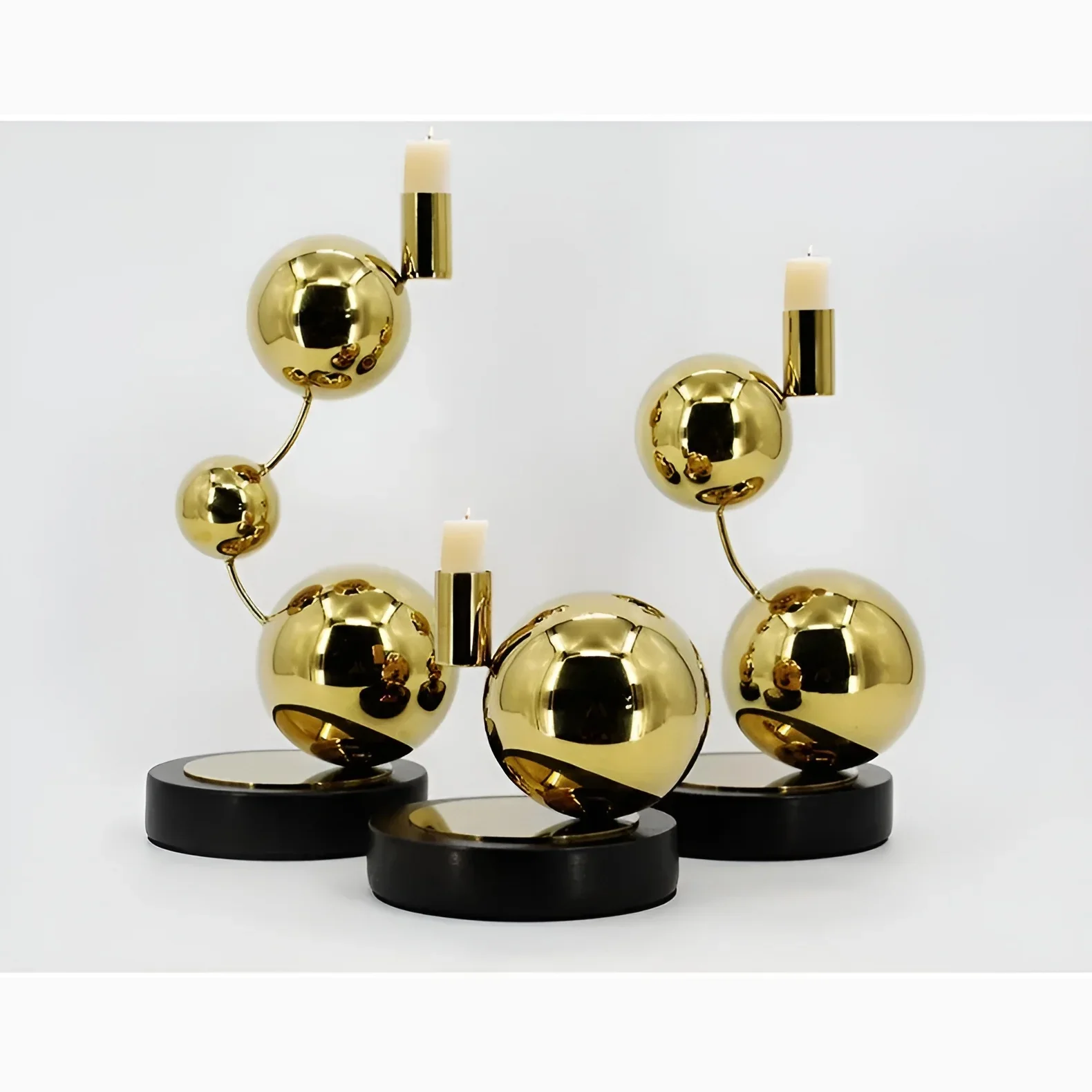 Luxury Gold Stainless Steel Balls Candle Holder