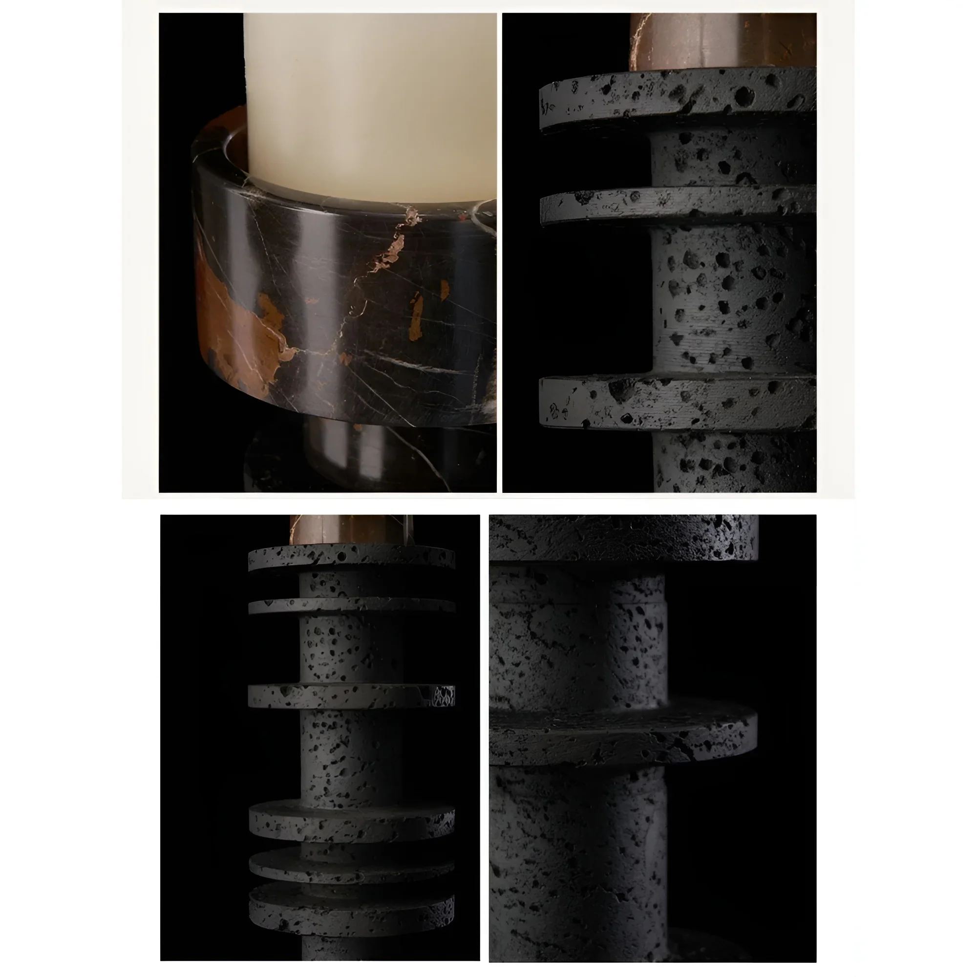 Large Pillar Candle Holder Made of Marble and Travertine Stone