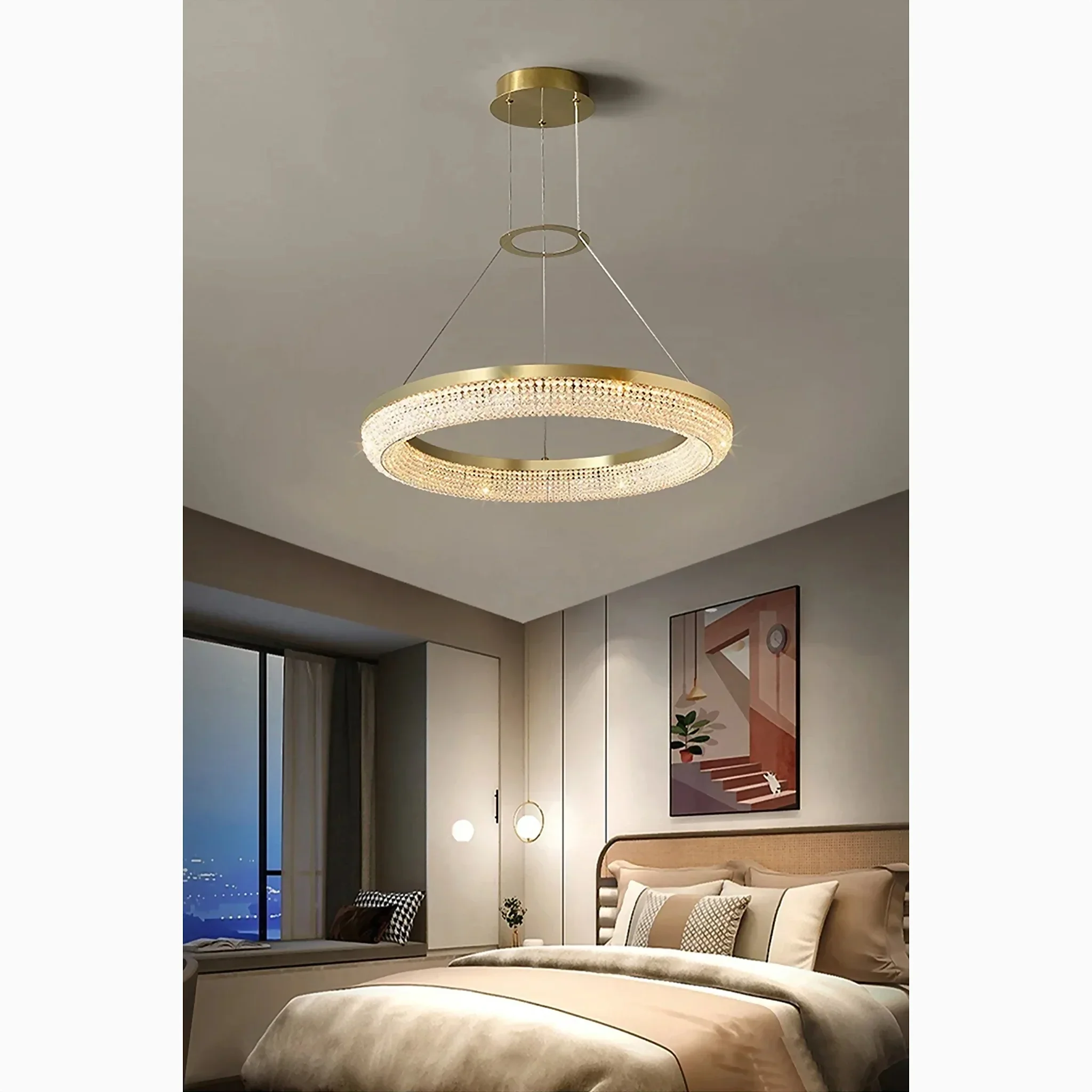 Stafa | Chic Drum Ceiling Chandelier with Crystals