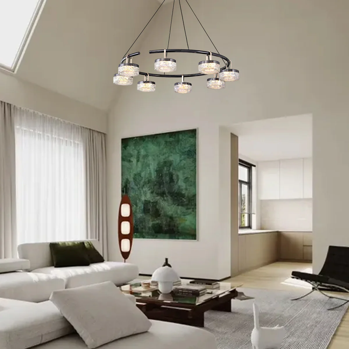 Pearl Black and Champagne Gold Illumination Pendant Fixture