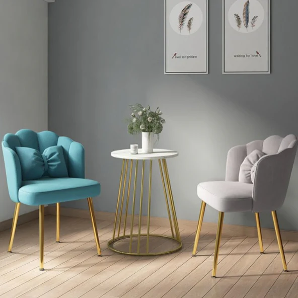 Golden Luxury Makeup Chair with Backrest made of Cotton