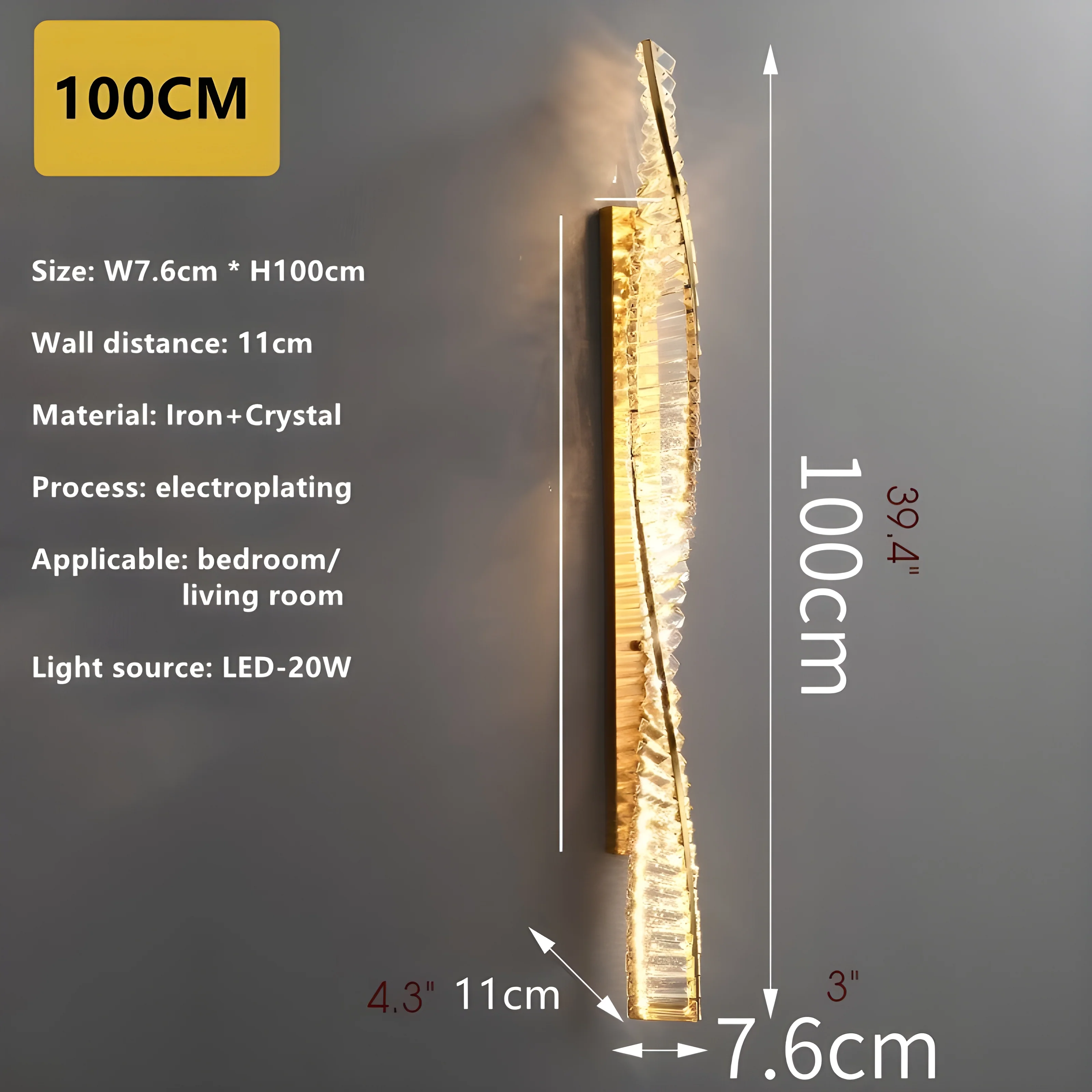 Luxury LED Crystal Wall Light in a Nordic Style for Living Room, Bedroom