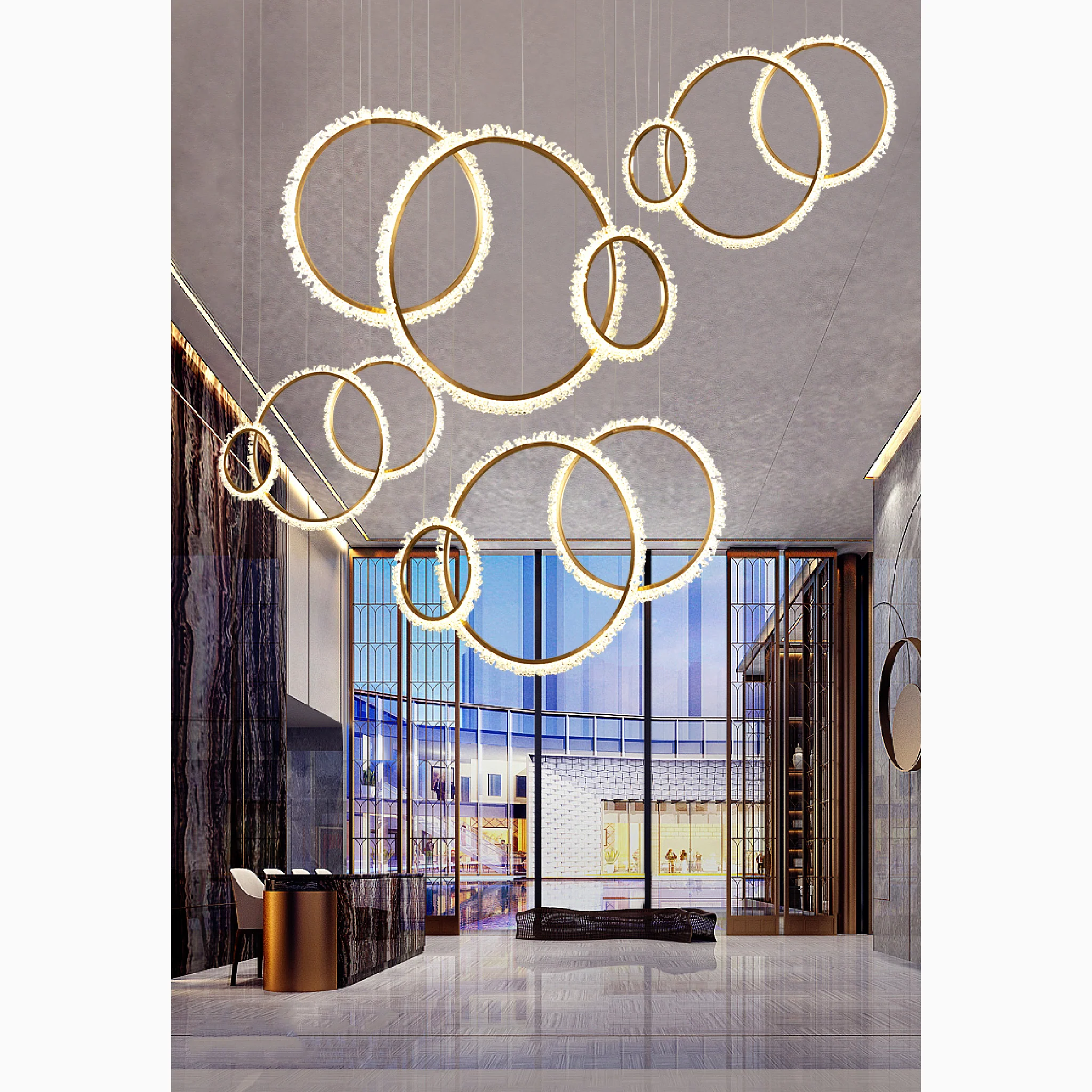 Aarau | Crystal Pendant Light in the Shape of Rings