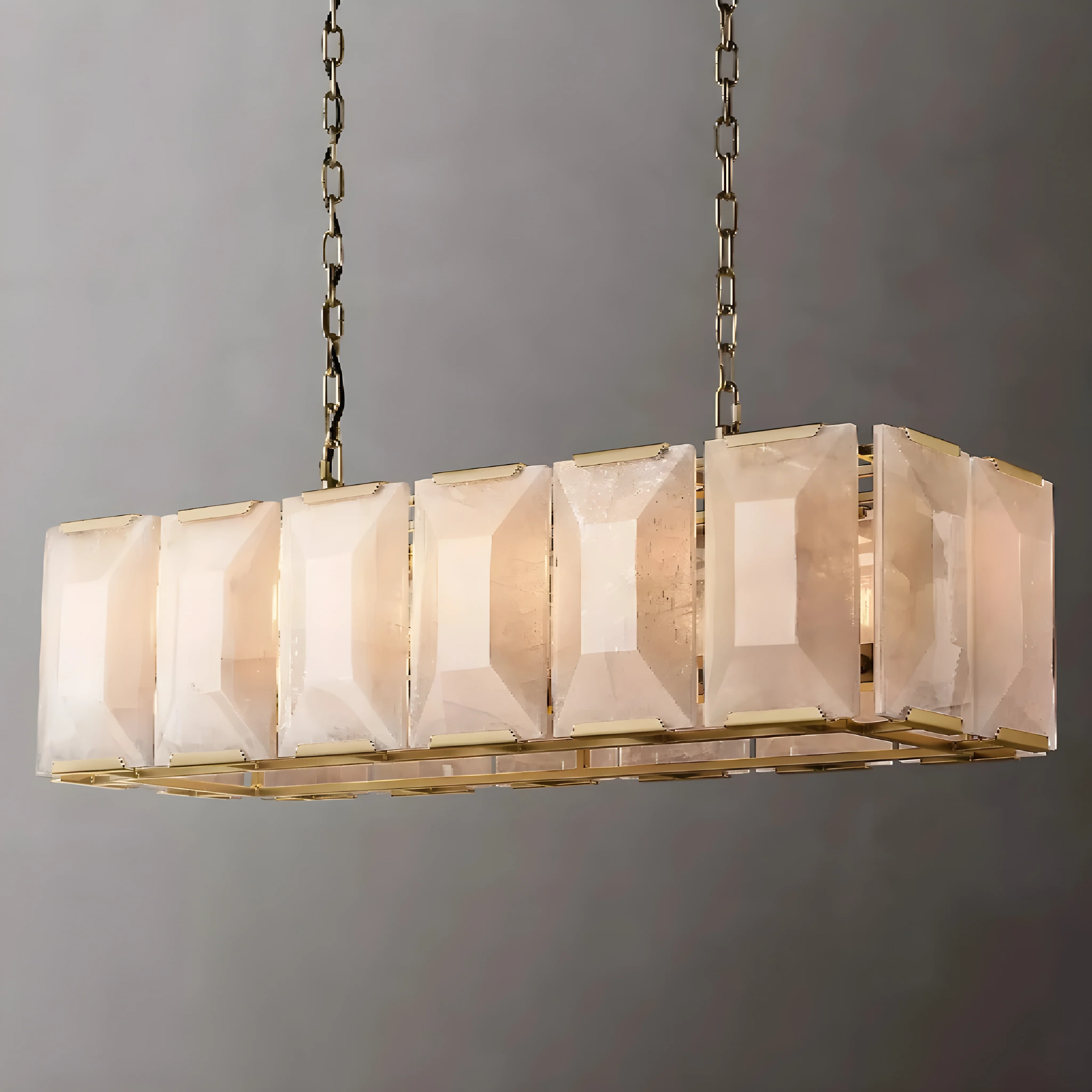 Cagli | Glossy Led Retro American Rectangular Crystal Chandelier