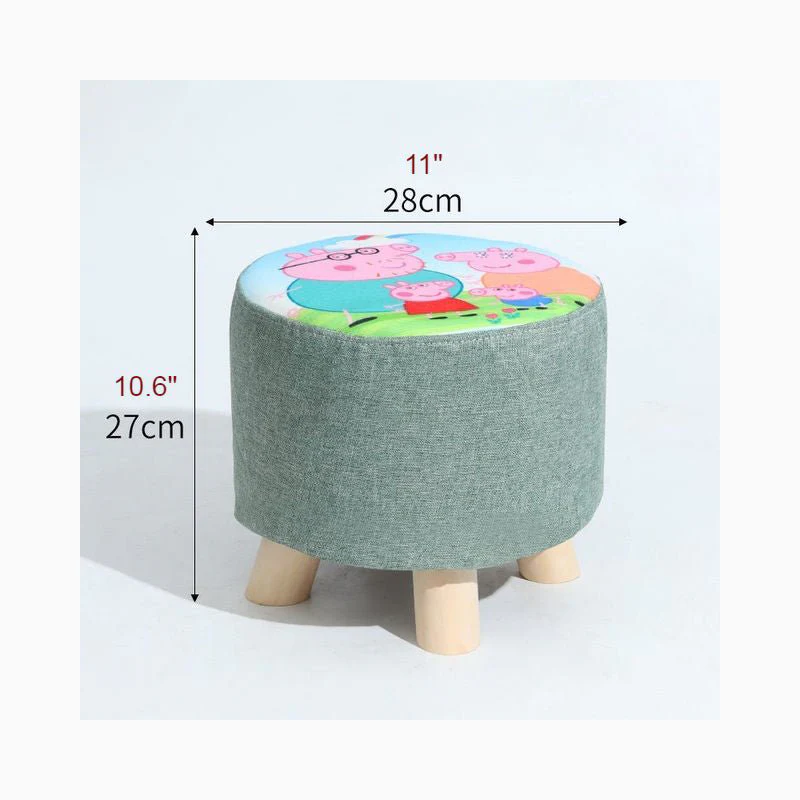 Round Modern Ottoman Made of Solid Wood