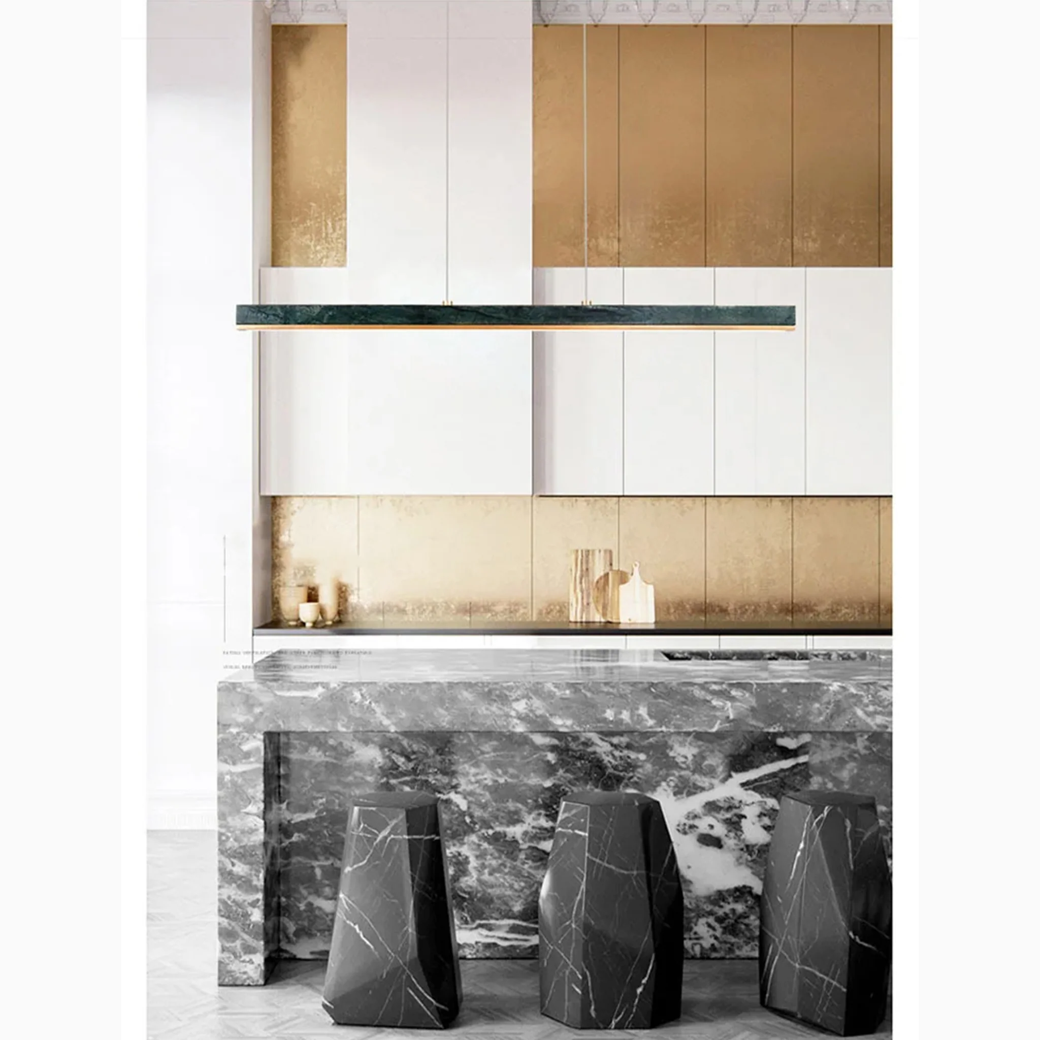 Rorschach | Minimalistic Modern Black Chandelier with Marble