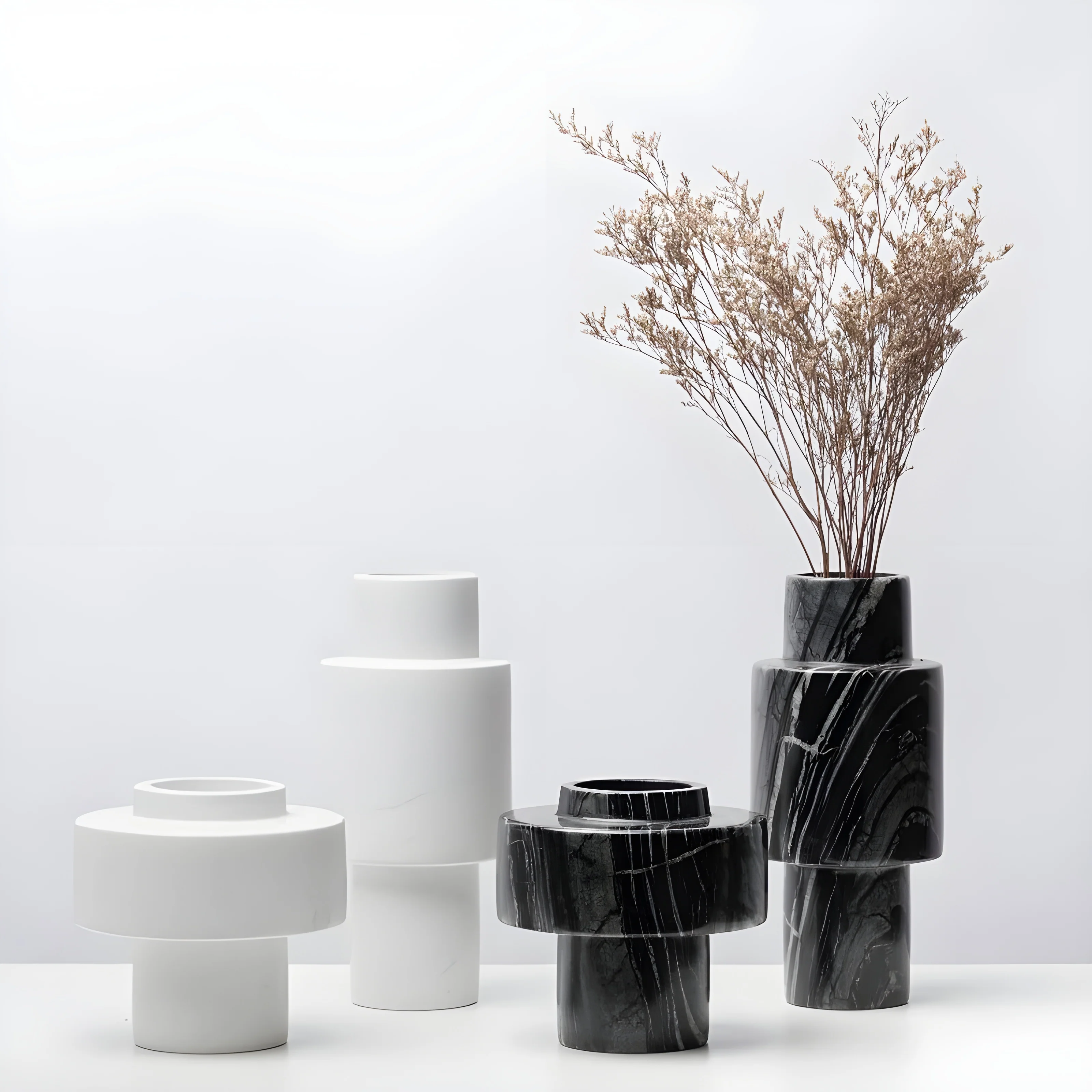 Minimalistic Natural Marble Pillar Vase