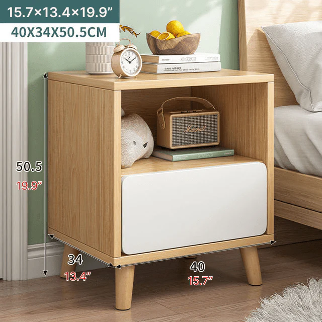 Nordic Wooden Bedside Table Of Drawers For Bedroom