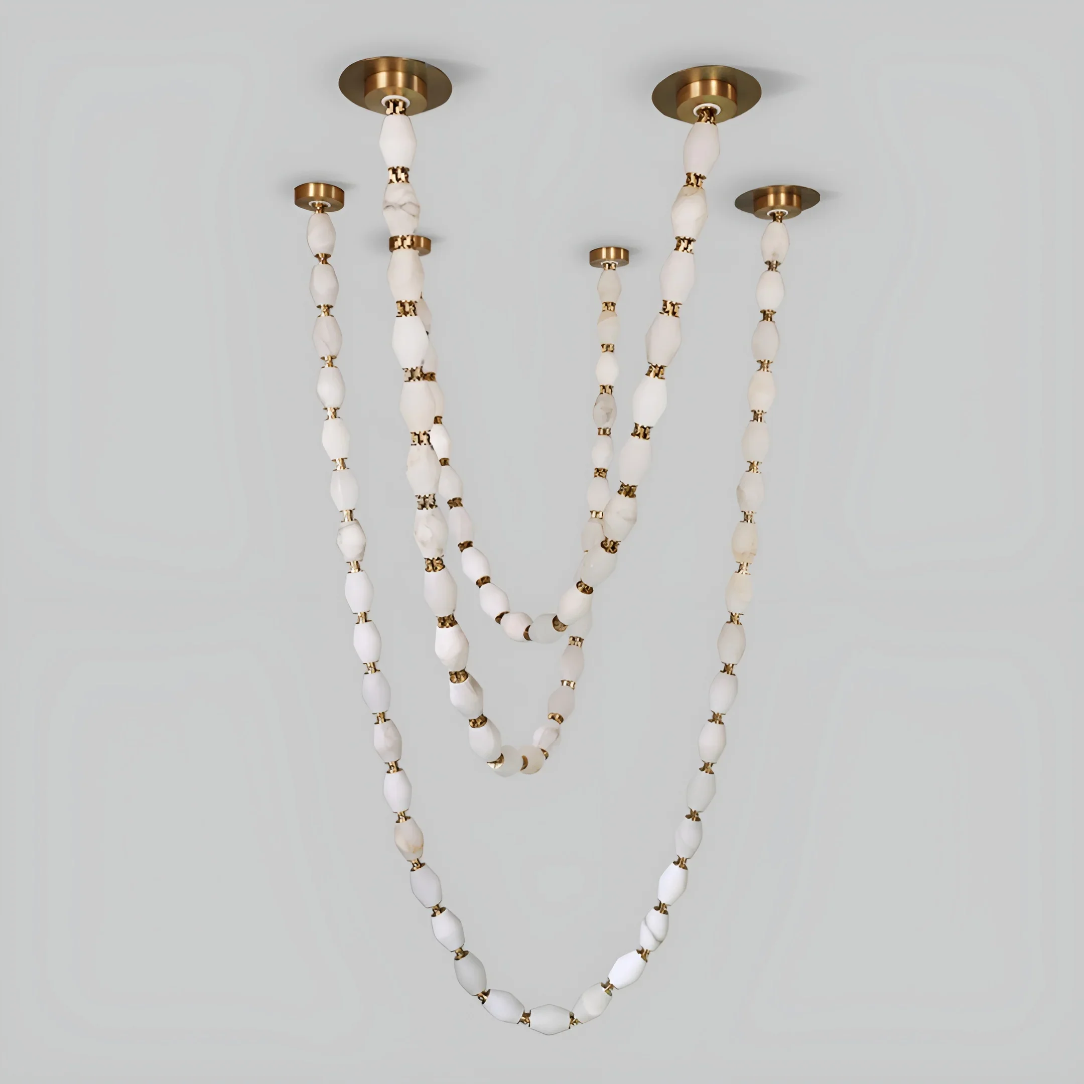 Collier Modern Cloudstone Chain Chandelier - Italian Design with Copper Frame and LED Light