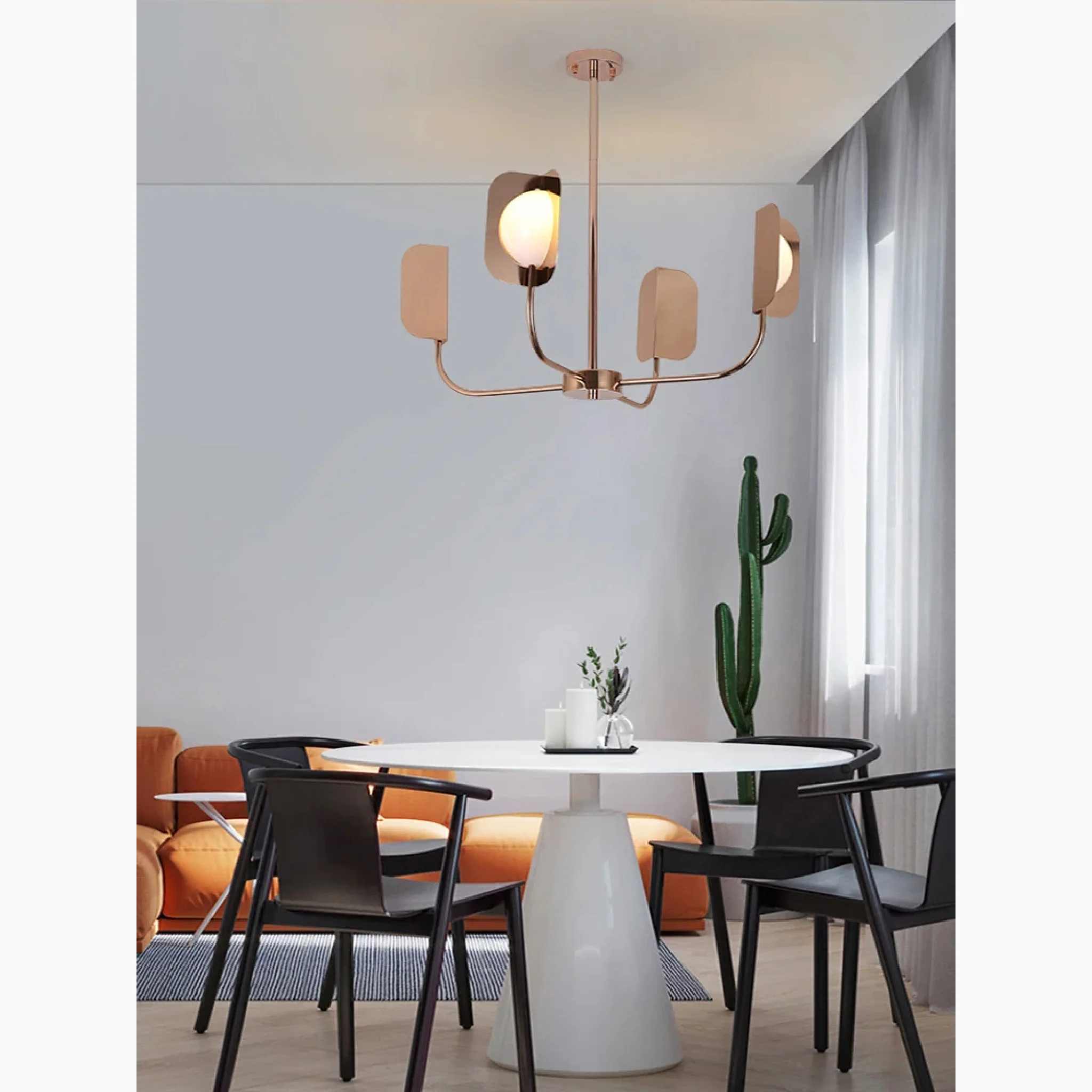 Fiesch | Modern Art-Deco Rose Gold Ceiling LED Chandelier