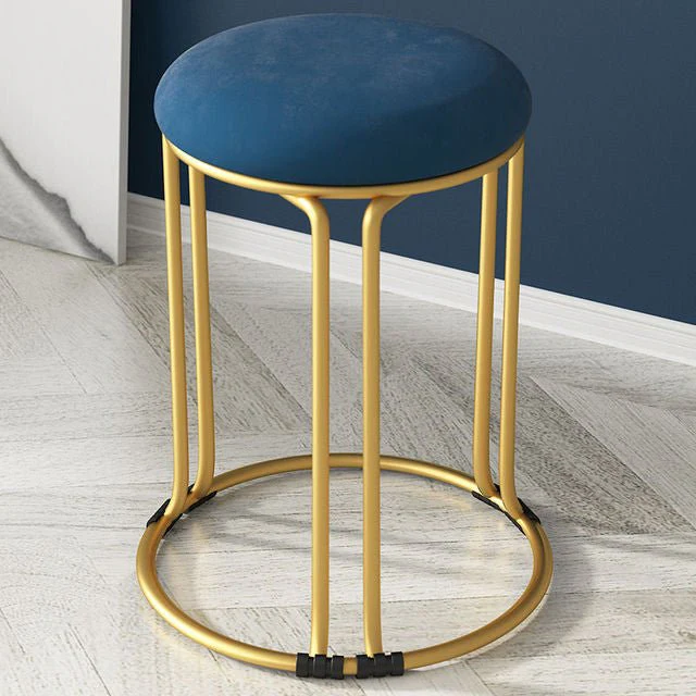 Nordic Suede and Leather Stacked Dining Round Stool