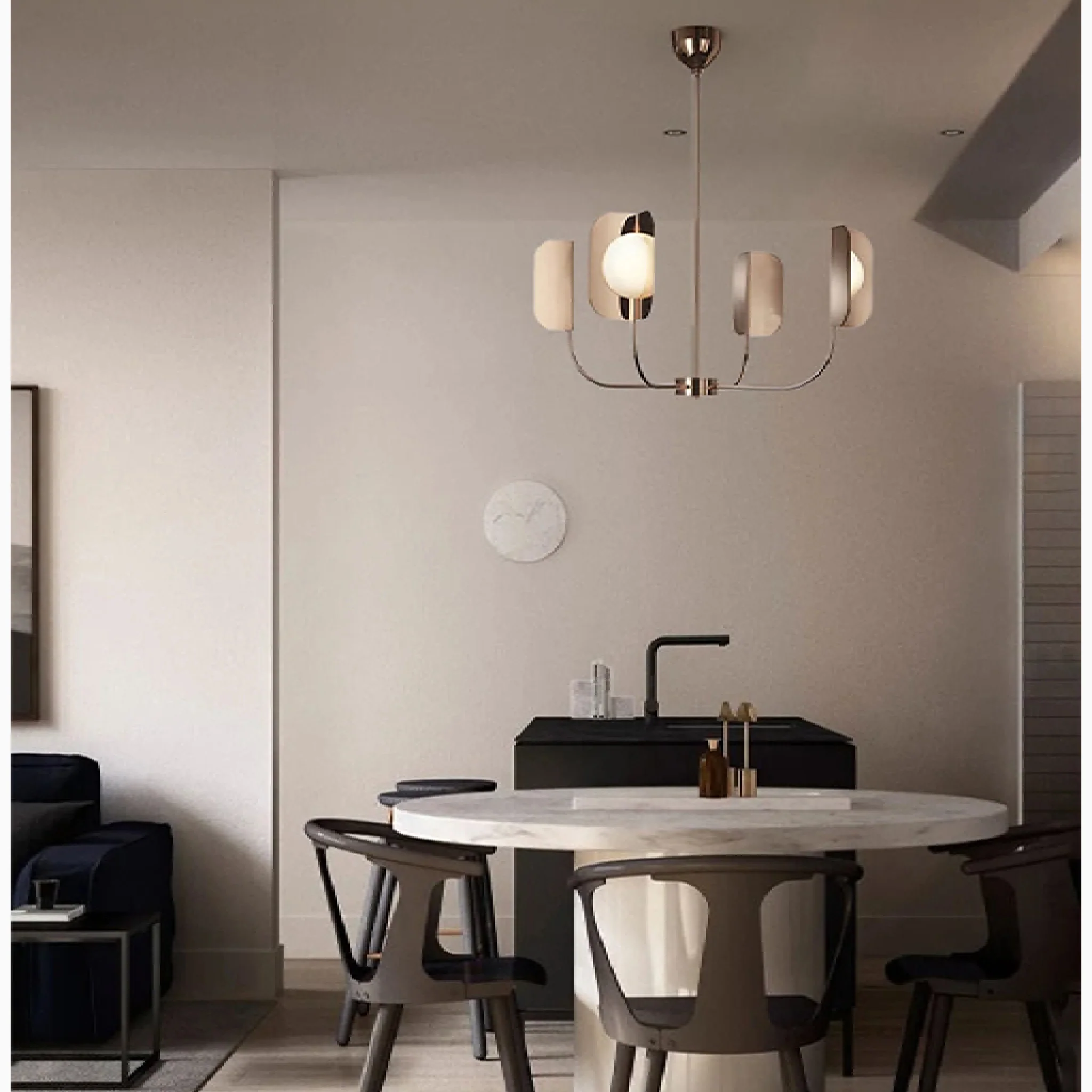 Fiesch | Modern Art-Deco Rose Gold Ceiling LED Chandelier