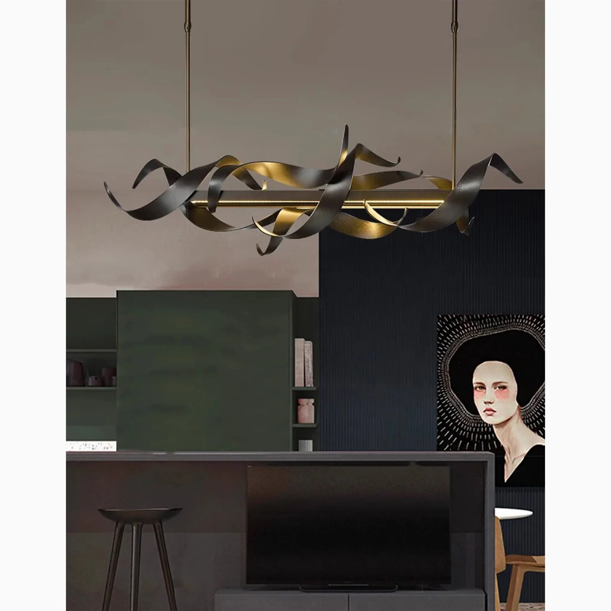 Sarnen | Creative Modern Black Rectangle Chandelier