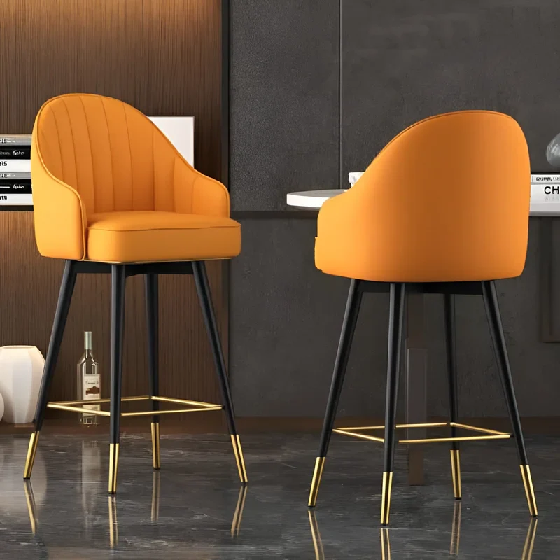 Modern Rotating High Bar Chair with Backrest for Living Room and Restaurants