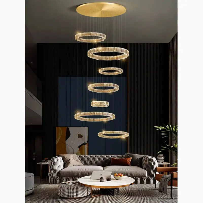 Agrate Conturbia | Stunning Cascading Crystal Rings Pendant Chandelier