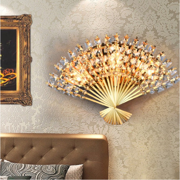 Luxury Golden Crystal Wall Lamp for Bedroom, Living Room