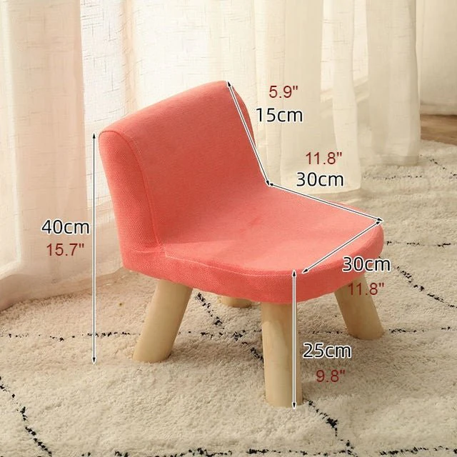Rectangle Low Stool For Living Room Made of Solid Wood Cotton And Linen