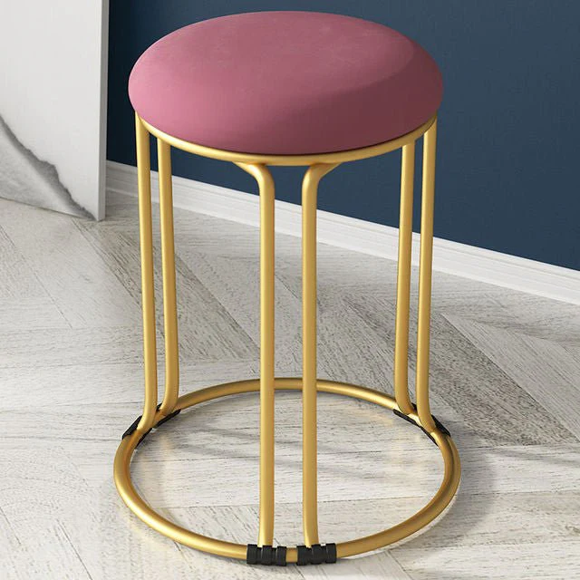 Nordic Suede and Leather Stacked Dining Round Stool