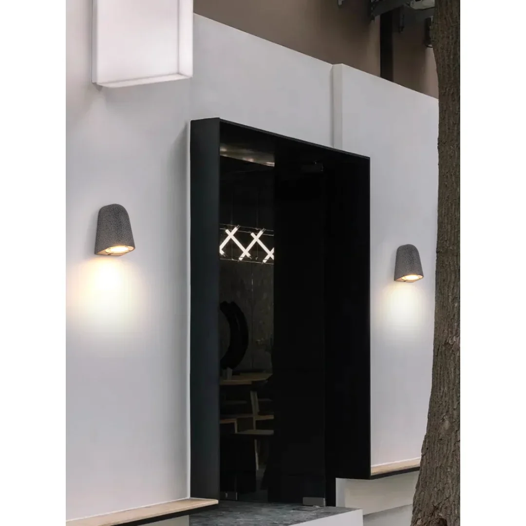 Architectural Microcement Outdoor Wall Light in Sandstone Finish