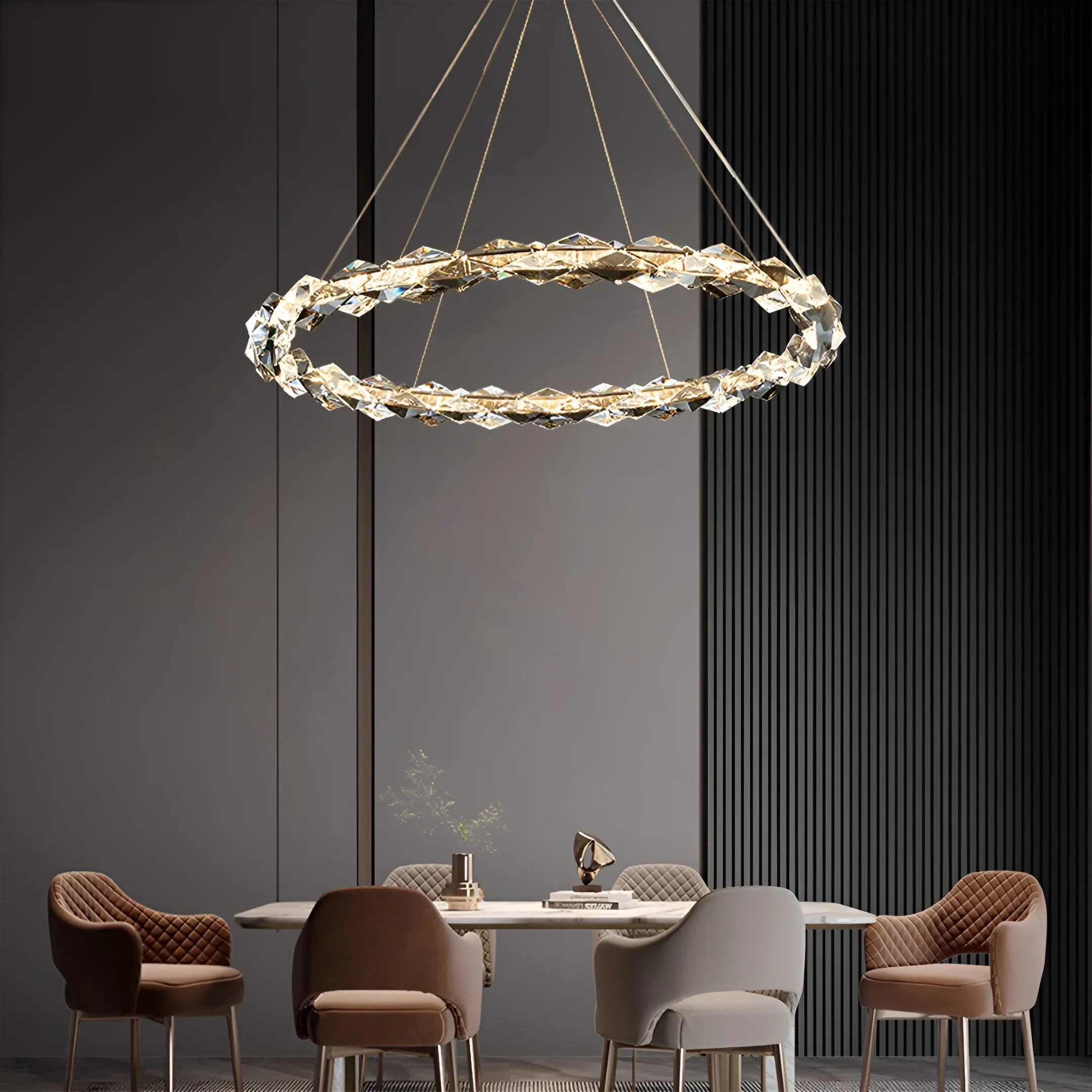 Luxury K9 Crystal Chandelier �C Modern Multi-Ring LED Ceiling Light