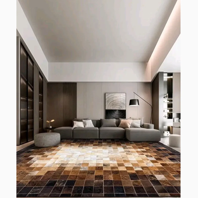 Modern Natural Genuine Cowhide Leather Carpet