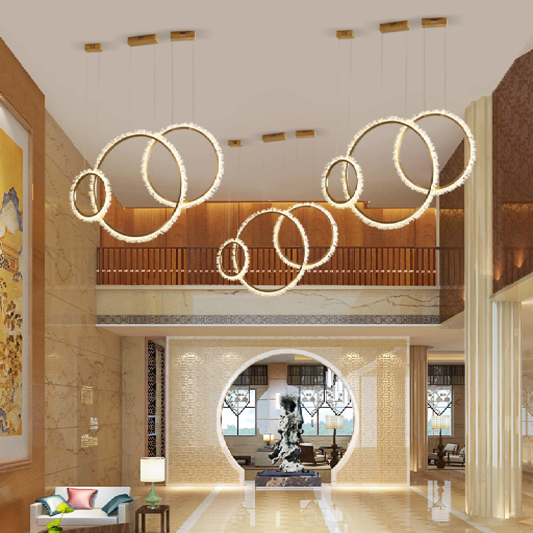 Aarau | Crystal Pendant Light in the Shape of Rings