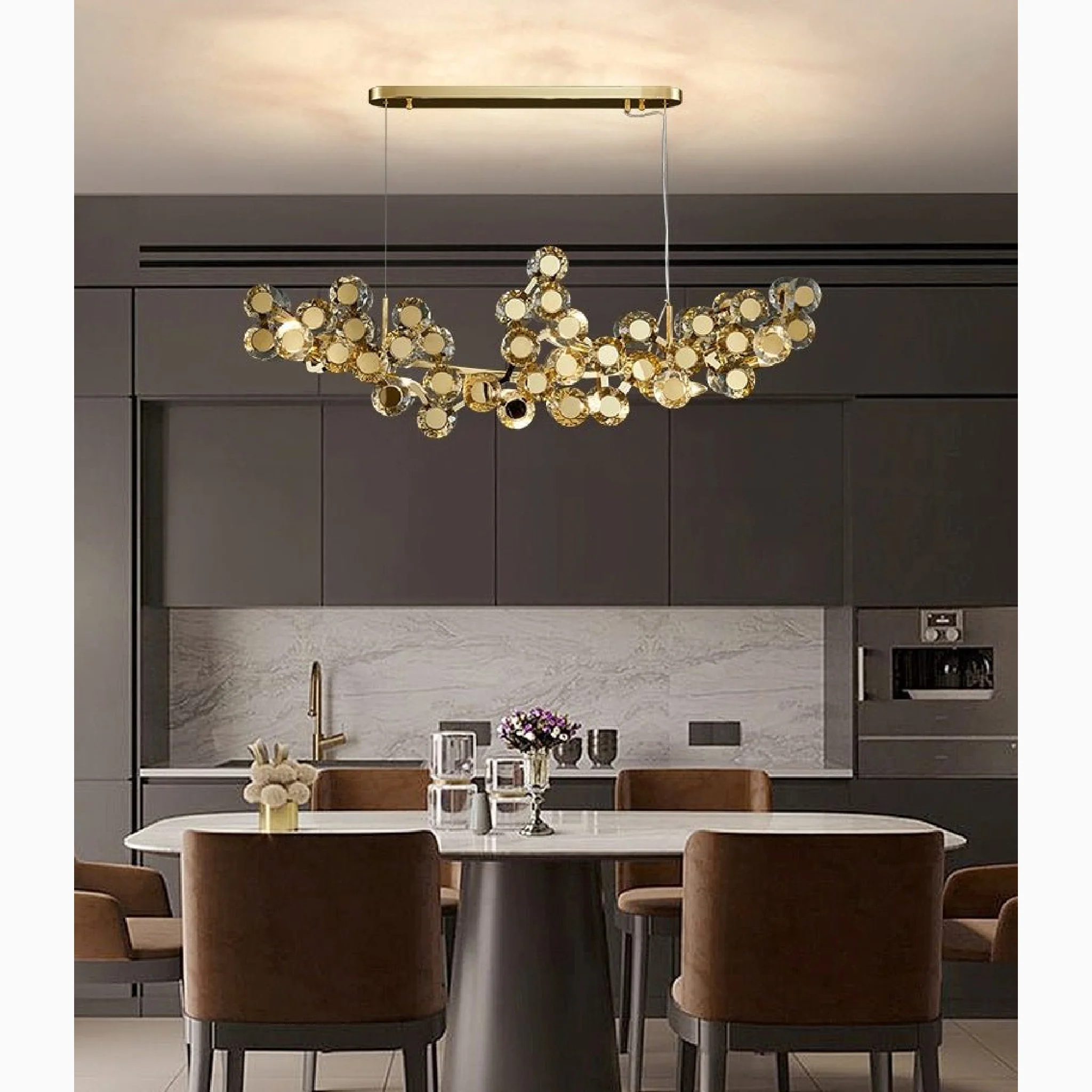 Alfano | Gold Creative Luxury Design Crystal LED Chandelier
