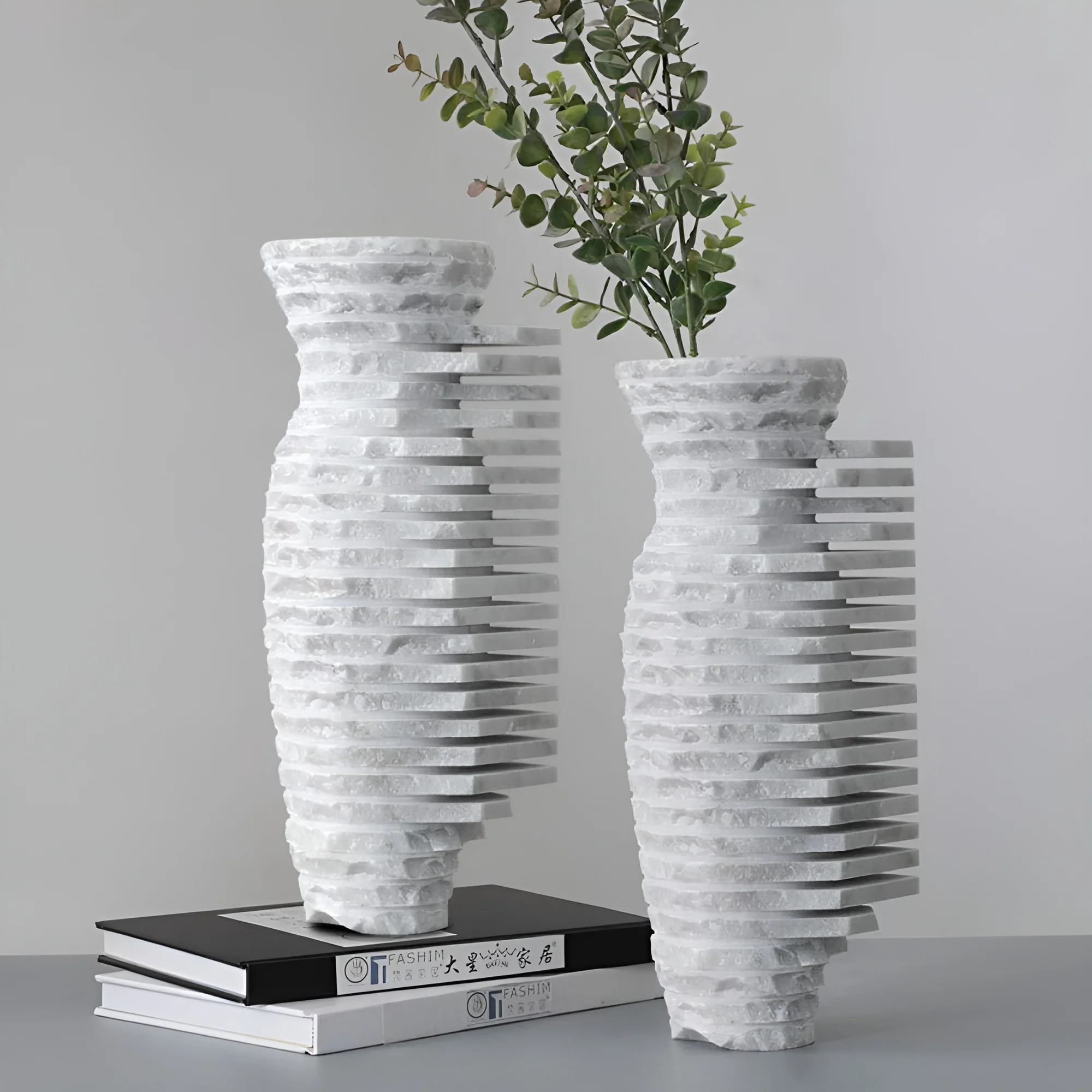 Natural Marble White Scandinavian Vase for Decoration