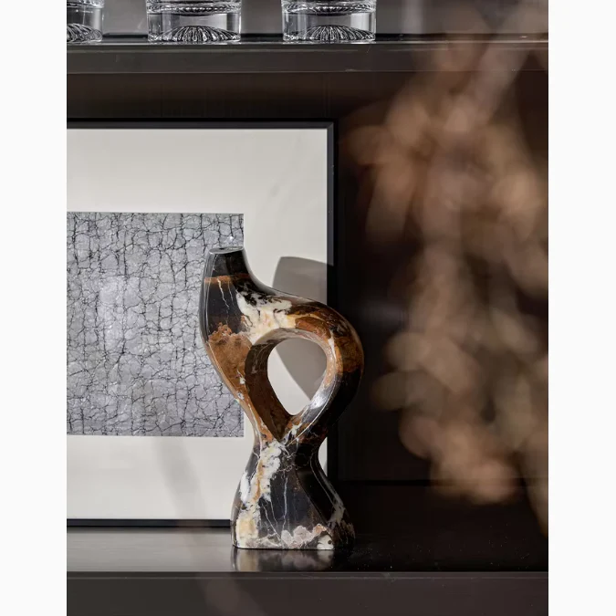 Natural European Portoro Marble Candle Holder