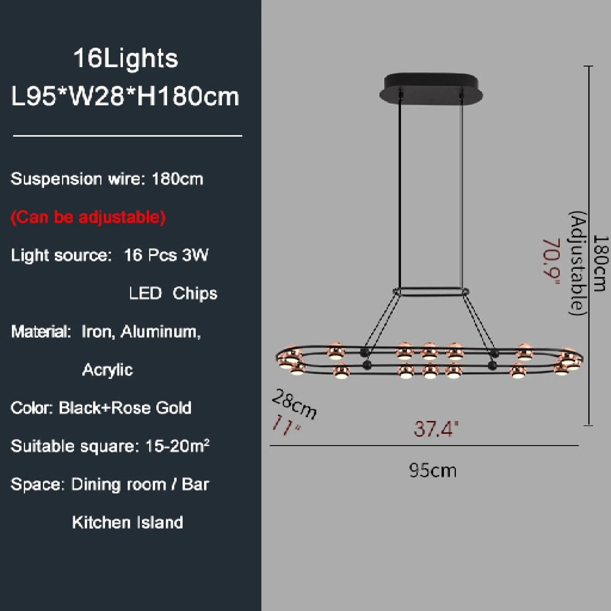 Diano Marina | Black Hanging Chandelier with Spheres Design