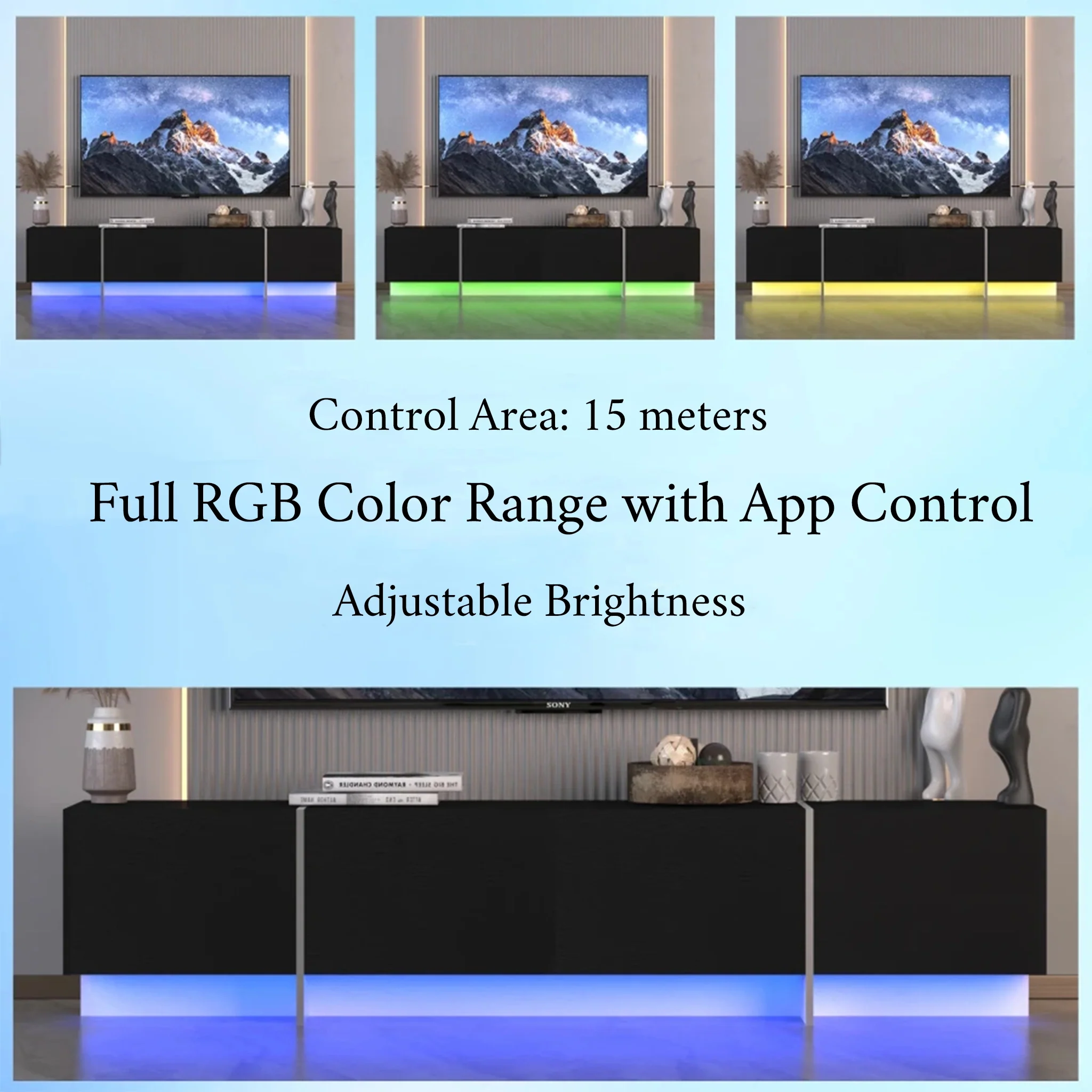 Inn | Modern Minimalistic TV Stand with RGB LED Lights