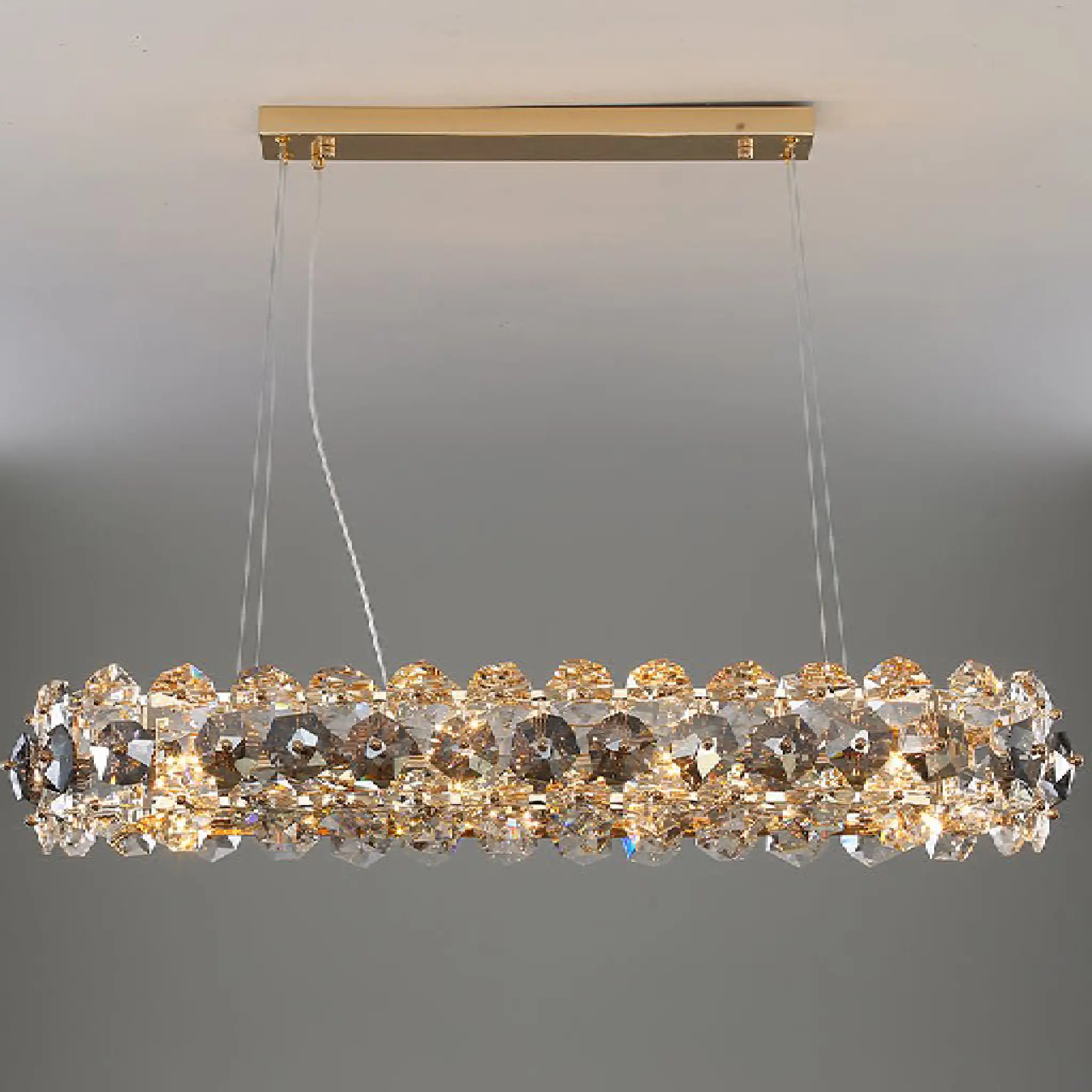 Abbateggio | Rectangle Luxury Gold Crystal Modern Chandelier