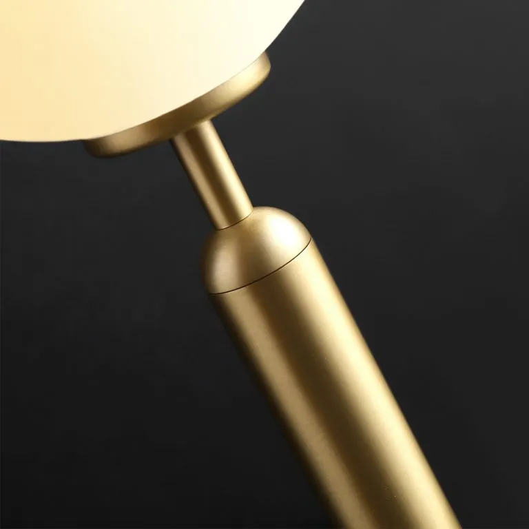 Contemporary Brass Opal Sphere Single-Bulb Glass Hanging Light